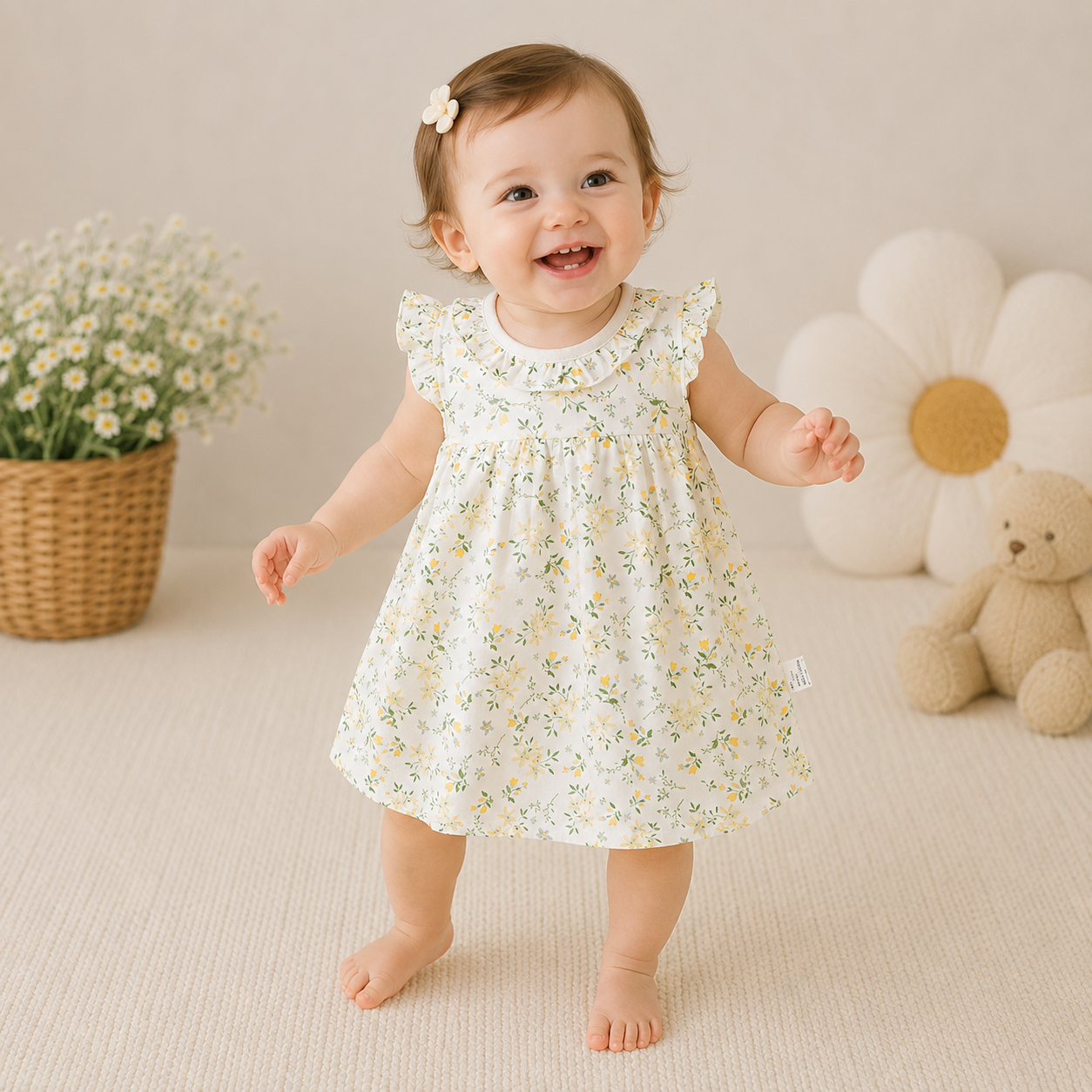Baby Girl Sleeveless Floral Princess Dress – Lightweight Summer Outfit