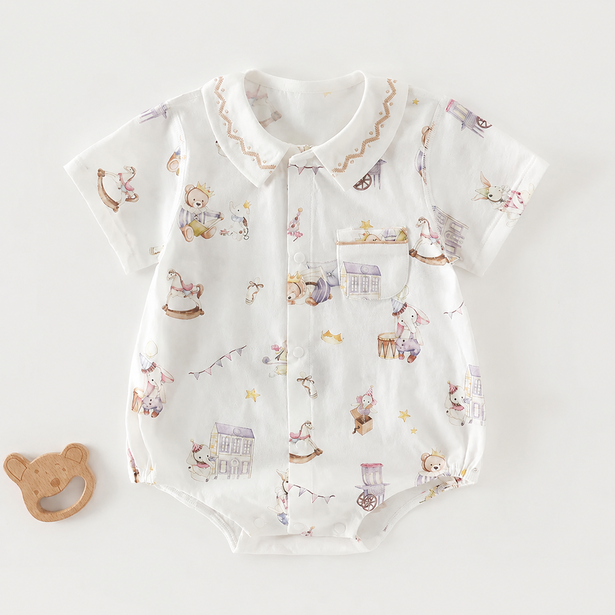 Unisex Newborn Shoulder Snap Cotton Bodysuit – Summer Triangle Romper