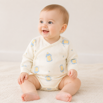 Newborn Long Sleeve Cotton Bodysuit – Lightweight Printed Spring Fall Baby Outfit