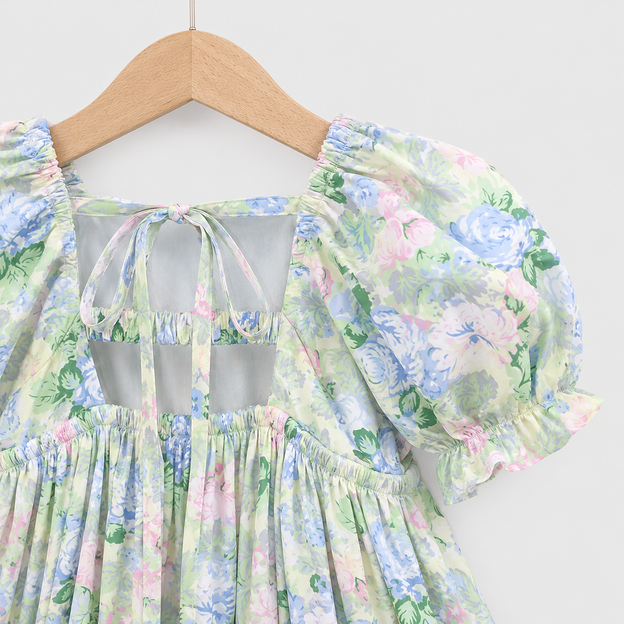 Baby Girl Floral Tie-Back Dress – Short Sleeve Korean Style Summer Outfit