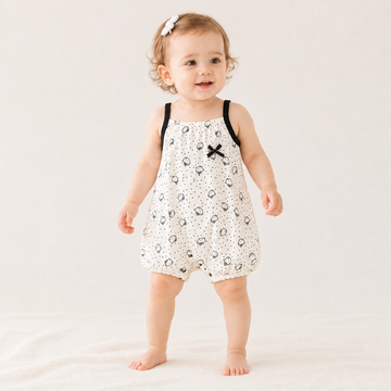 Baby Girl Kitty Strap Shortall Romper – Cute Summer Outing Outfit
