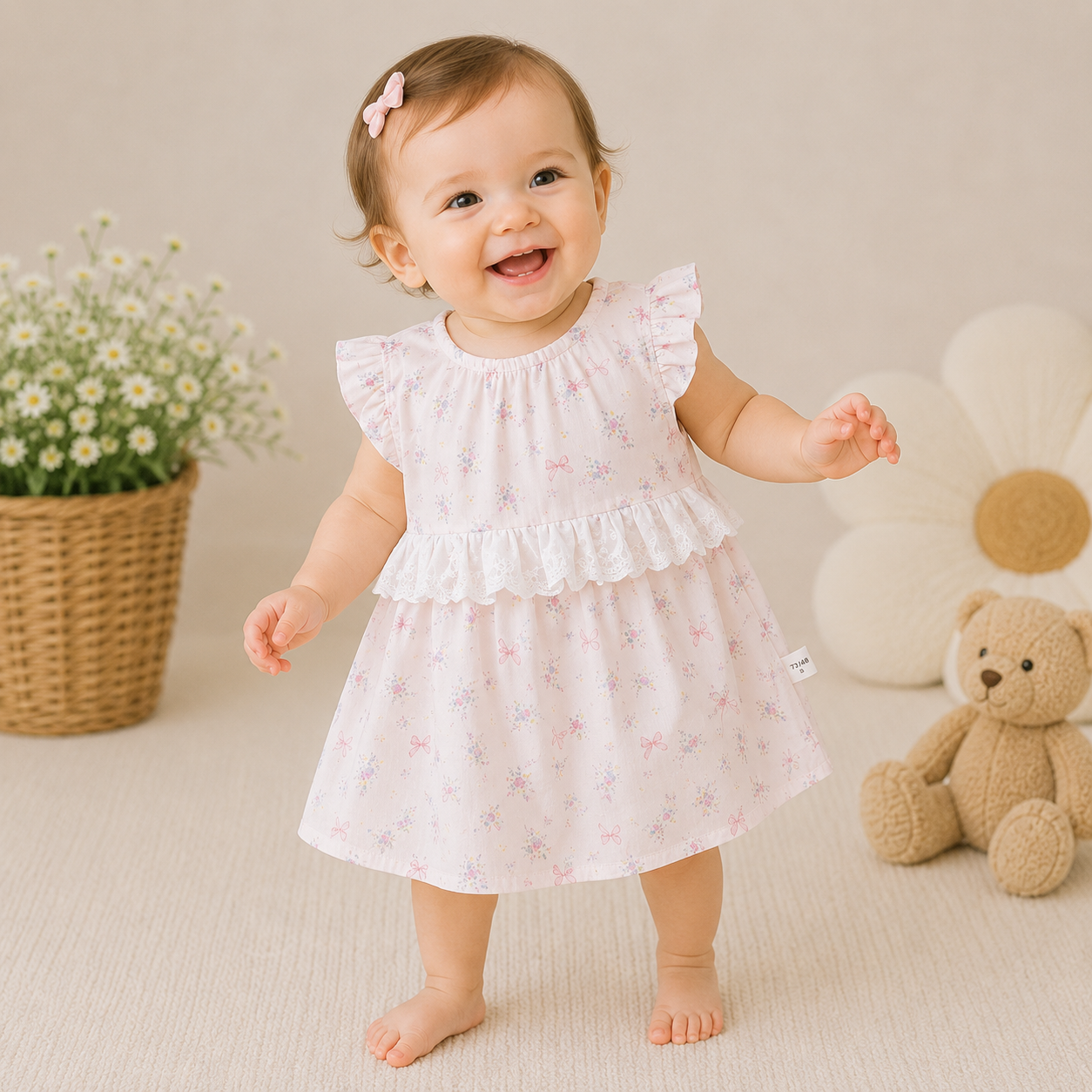 Baby Girl Sleeveless Cotton Princess Dress – Lightweight Summer Outfit