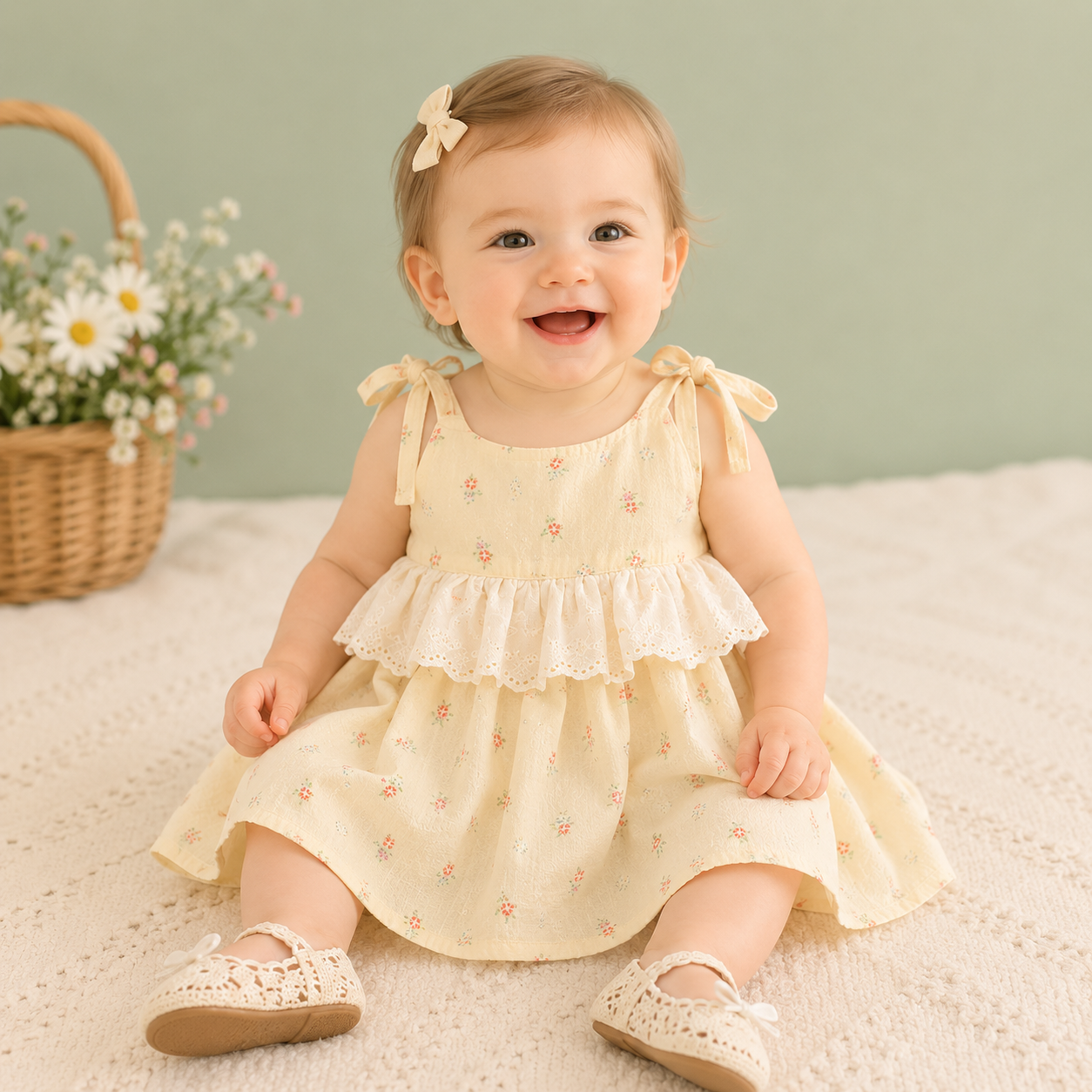 Baby Girl Sleeveless Floral Sundress – Breathable Summer Cotton Outfit