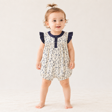 Baby Girl Floral Cotton Linen Bodysuit – Breathable Korean Style Summer Romper