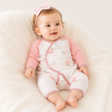 Newborn Lightweight Cotton Romper – Long Sleeve Openwork Summer Bodysuit