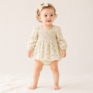 Baby Girl Double Gauze Floral Romper Dress – Princess Summer Bodysuit