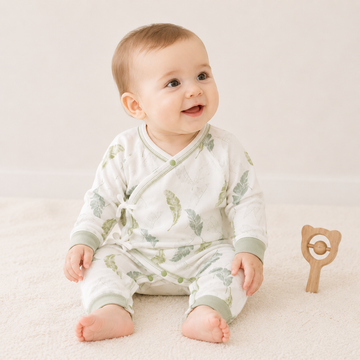 Newborn Cotton Kimono Romper – Long Sleeve Seamless Fall Baby Bodysuit