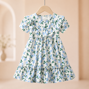 Toddler Girl Loose Floral Princess Dress – Short Sleeve Summer Baby Outfit