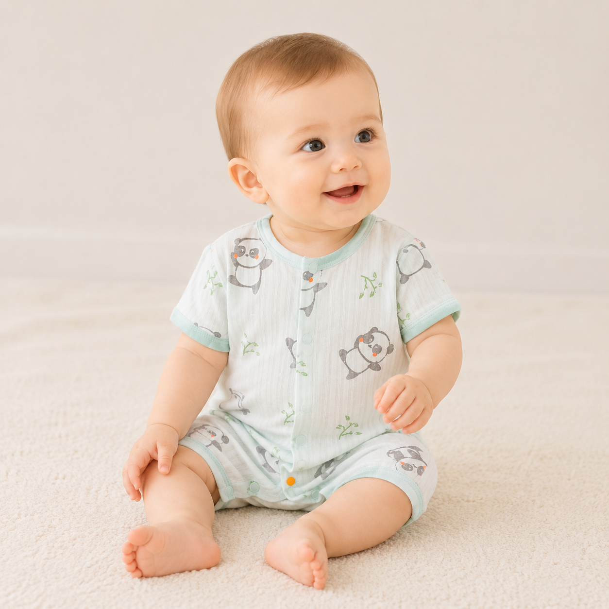 Newborn Baby Short Sleeve Cotton Romper – Lightweight Summer Bodysuit
