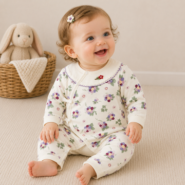 Newborn Baby Girl Cotton Kimono Layette Romper – Seamless Fall Winter Bodysuit
