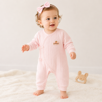Newborn Cotton Kimono Bodysuit – Long Sleeve Seamless Spring Sleep Romper