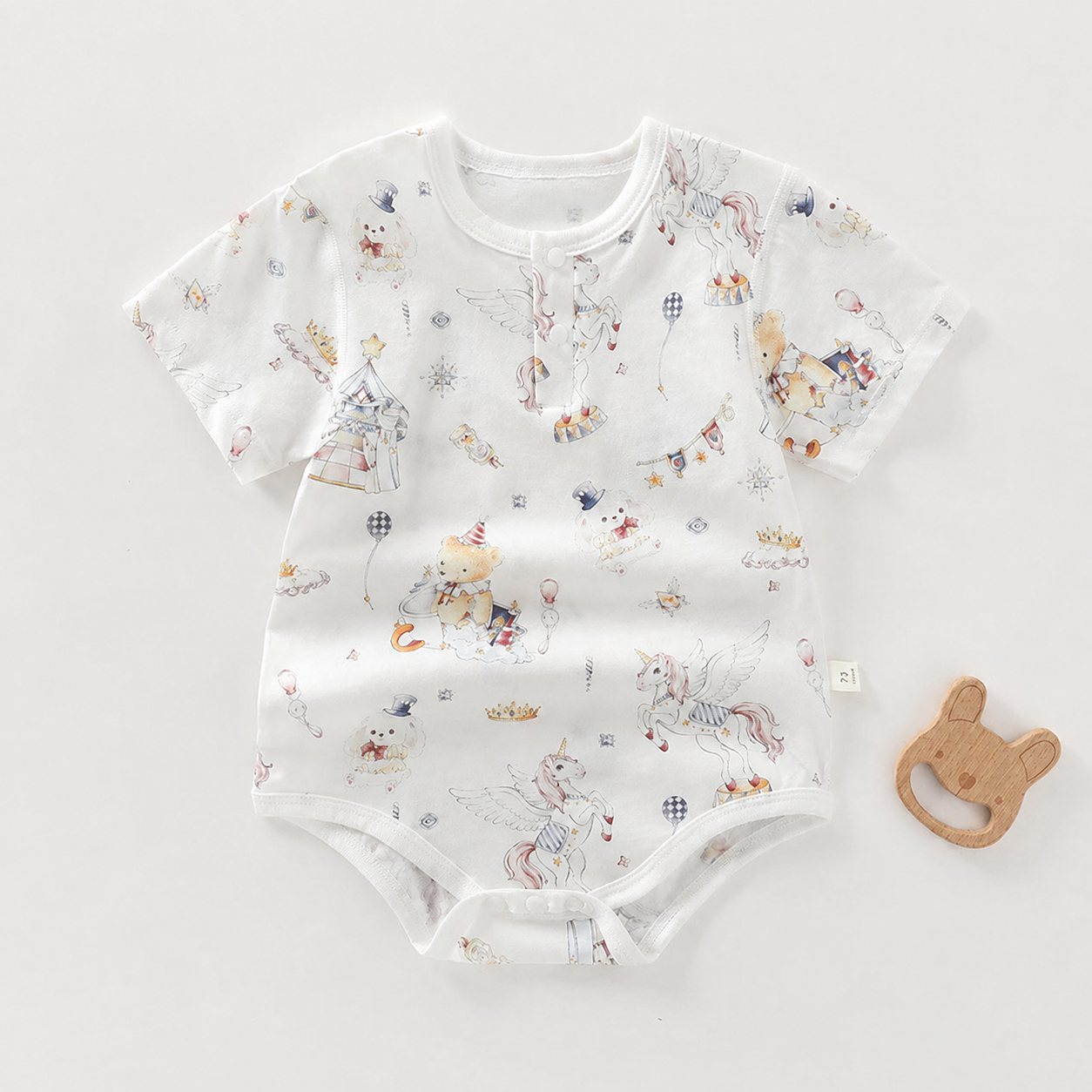 Unisex Newborn Shoulder Snap Cotton Bodysuit – Summer Triangle Romper