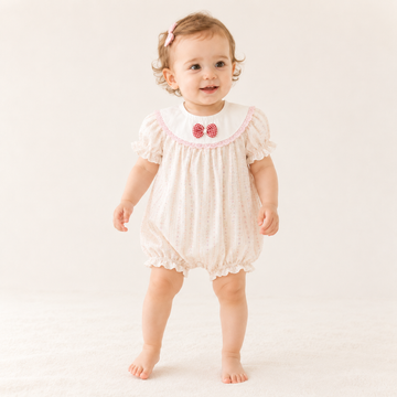 Newborn Baby Girl Jacquard Cotton Bodysuit – Lightweight Summer Princess Romper