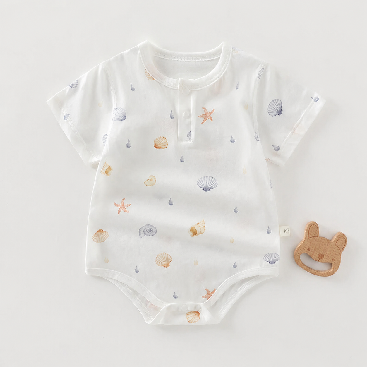 Unisex Newborn Shoulder Snap Cotton Bodysuit – Summer Triangle Romper