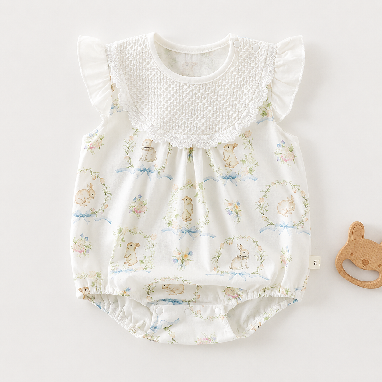 Unisex Newborn Shoulder Snap Cotton Bodysuit – Summer Triangle Romper