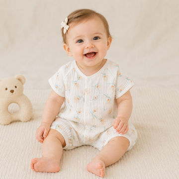 Newborn Cotton Gauze Romper – Lightweight Chinese Style Summer Bodysuit