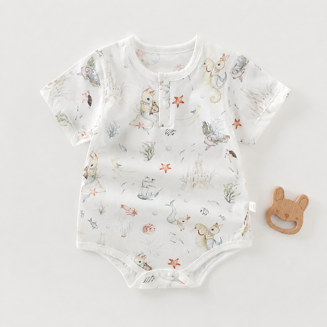 Unisex Newborn Shoulder Snap Cotton Bodysuit – Summer Triangle Romper