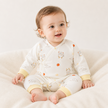 Newborn Cotton Kimono Bodysuit – Tie Front Spring Fall Baby Romper
