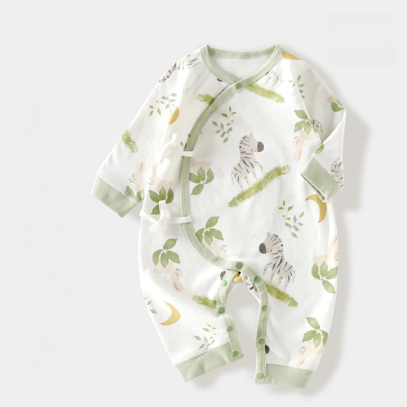 Newborn Cotton Kimono Romper – Long Sleeve Seamless Fall Baby Bodysuit
