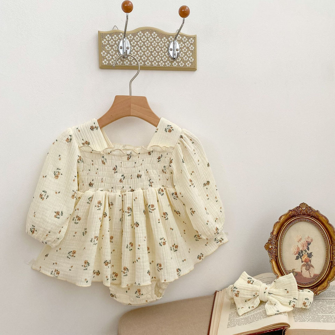 Baby Girl Double Gauze Floral Romper Dress – Princess Summer Bodysuit
