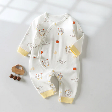 Newborn Cotton Kimono Bodysuit – Tie Front Spring Fall Baby Romper