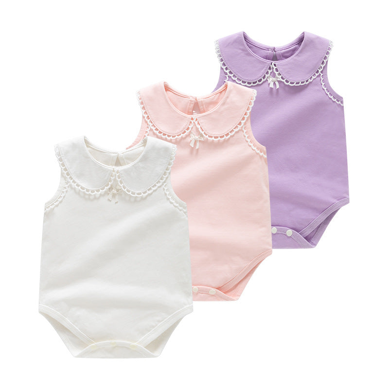 Baby Girl Sleeveless Bubble Bodysuit – Sweet Lightweight Summer Outing Romper