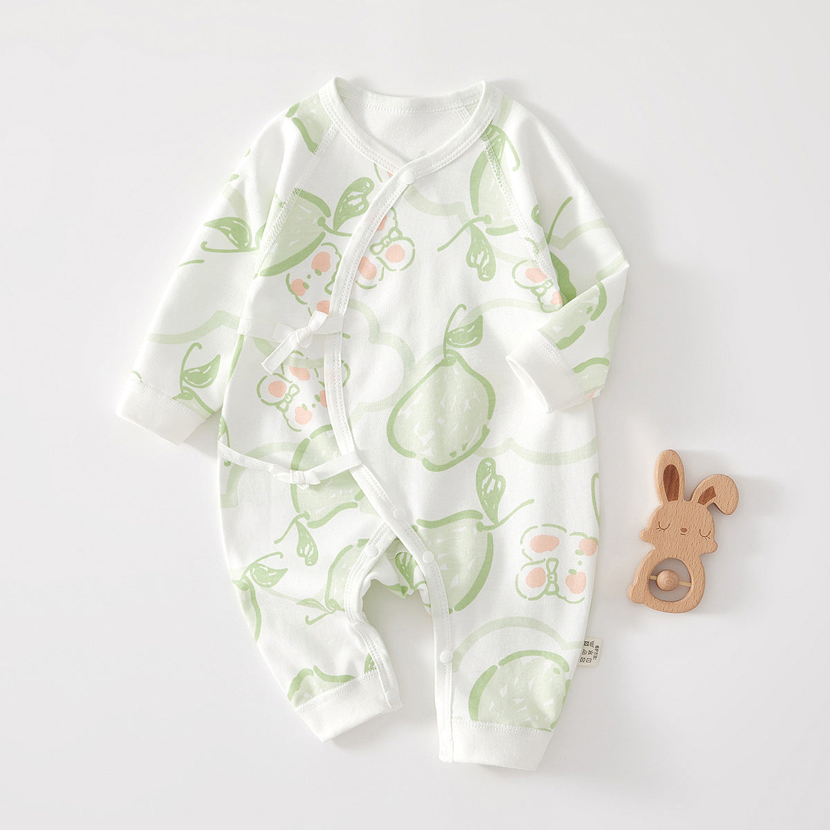 Newborn Baby Girl Cotton Kimono Bodysuit – Seamless Spring Fall Wrap Romper