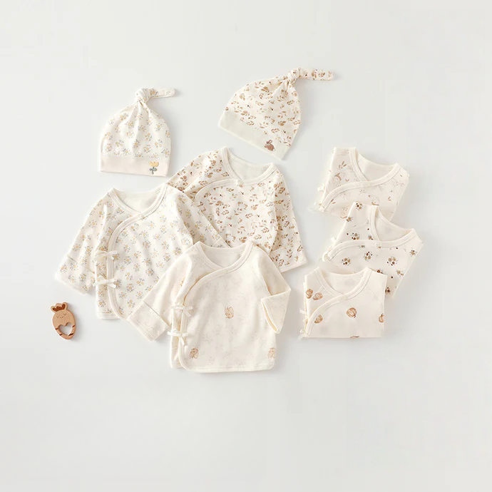 Newborn Cotton Baby Top with Hat – Seamless Side-Tie Infant Shirt
