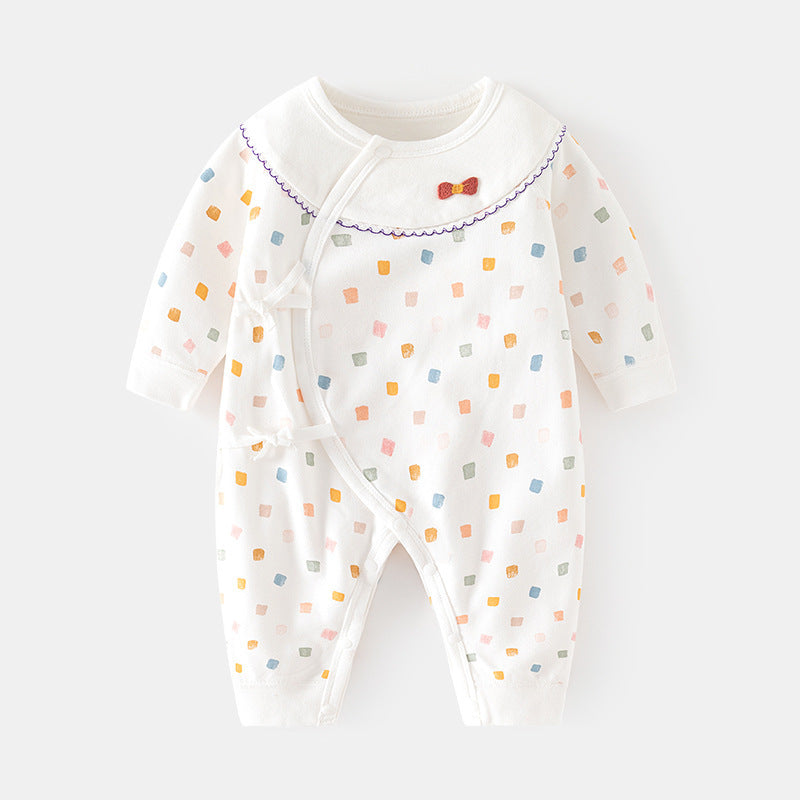 Newborn Baby Girl Cotton Kimono Layette Romper – Seamless Fall Winter Bodysuit