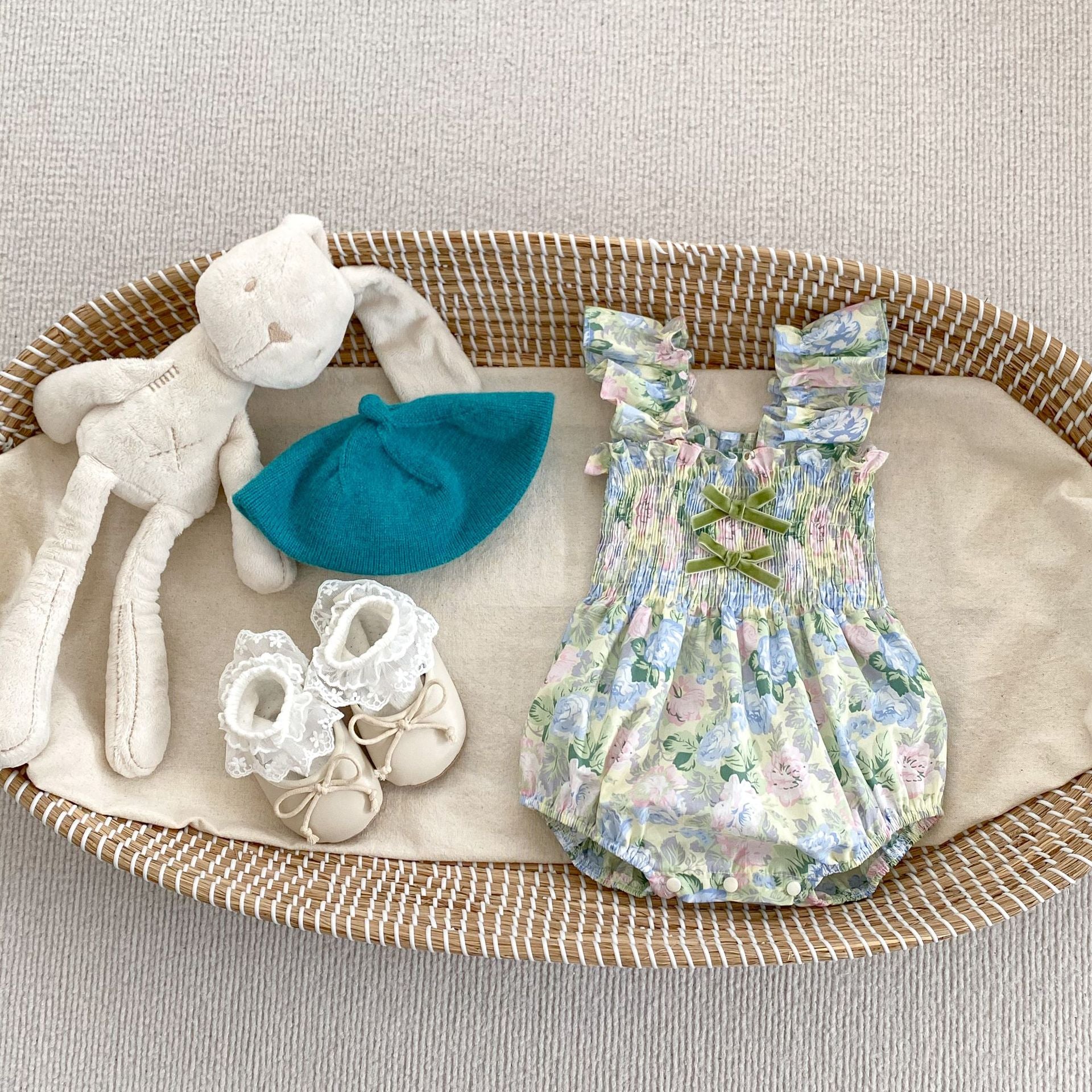 Baby Girl Floral Ruffle Dress & Romper – Matching Sister Summer Outfit