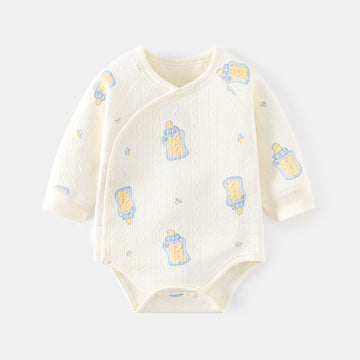 Newborn Long Sleeve Cotton Bodysuit – Lightweight Printed Spring Fall Baby Outfit