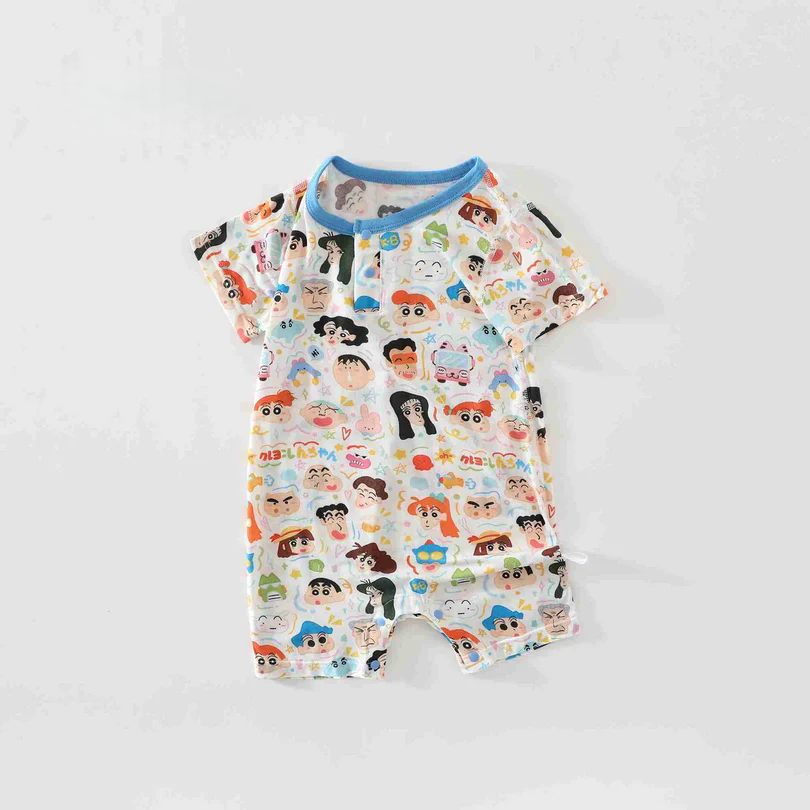 Baby Short Sleeve Printed Romper – Soft Lightweight Summer Bodysuit