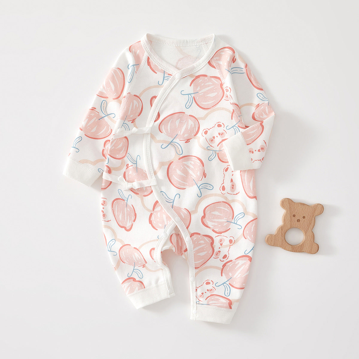 Newborn Baby Girl Cotton Kimono Bodysuit – Seamless Spring Fall Wrap Romper