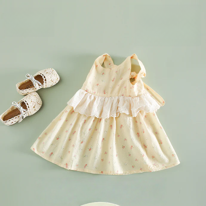 Baby Girl Sleeveless Floral Sundress – Breathable Summer Cotton Outfit