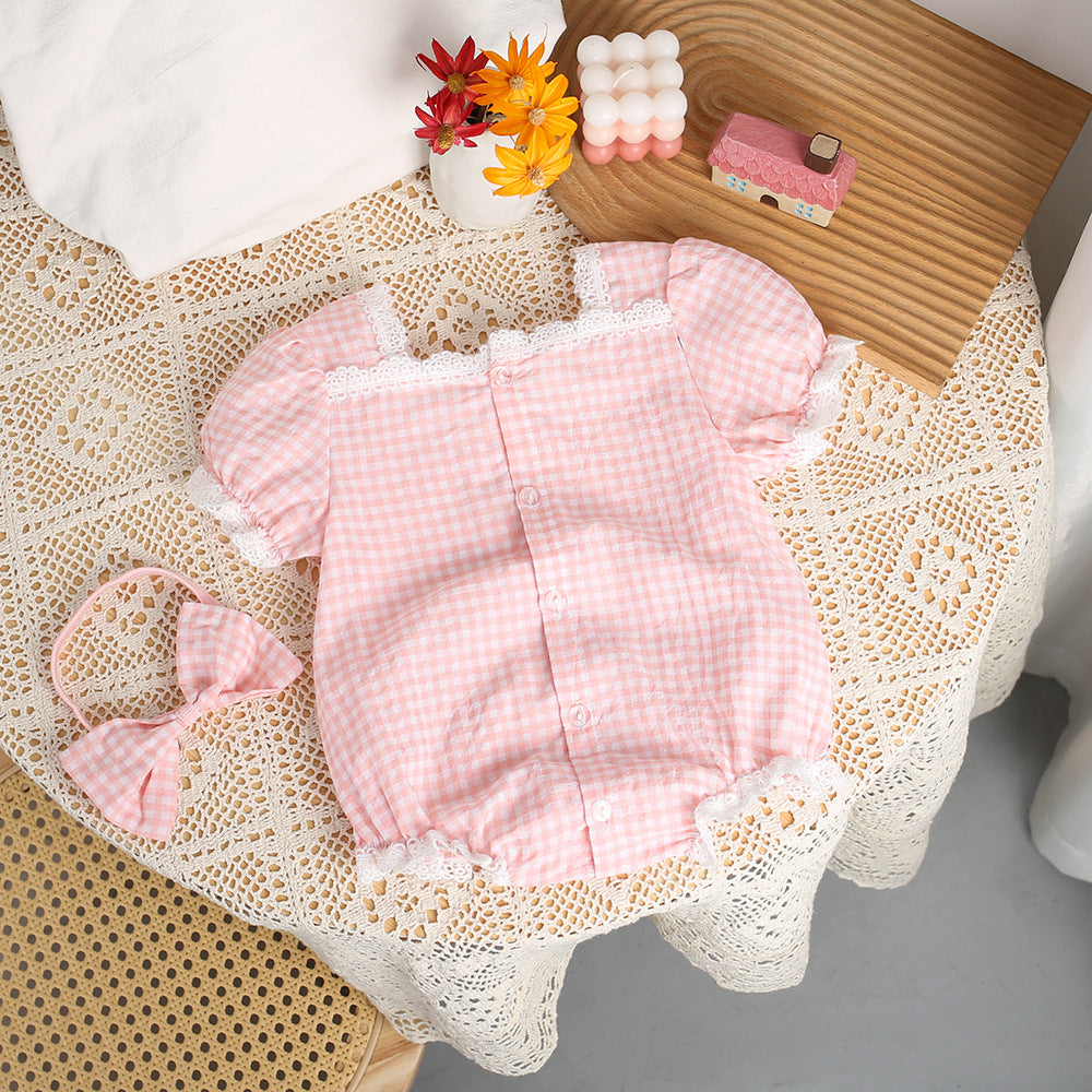 Newborn Baby Girl Short Sleeve Romper – Lightweight Princess Summer Outfit