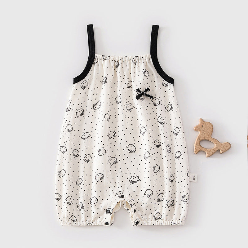 Baby Girl Kitty Strap Shortall Romper – Cute Summer Outing Outfit