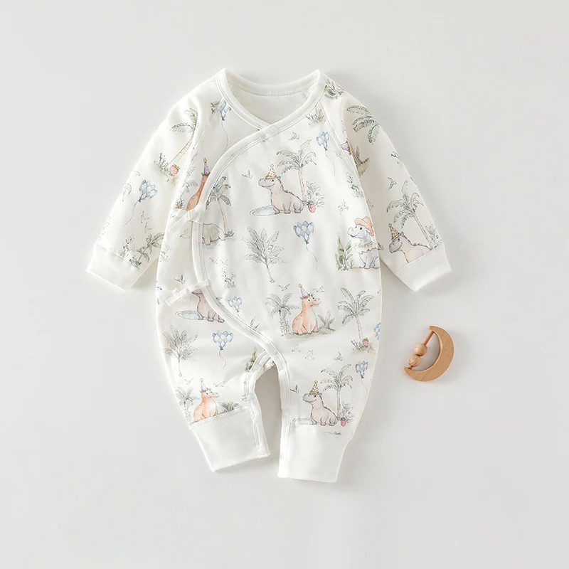 Newborn Three-Layer Cotton Thermal Romper – Seamless Winter Baby Outfit