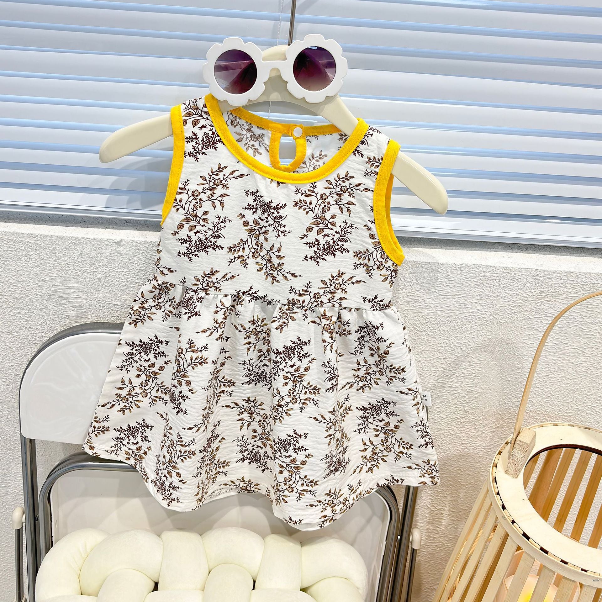 Baby Girl Floral Pinafore Dress – Korean Style Sleeveless Summer Outfit