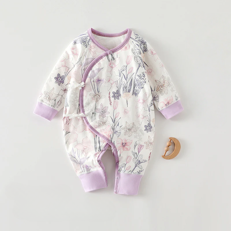 Newborn Three-Layer Cotton Thermal Romper – Seamless Winter Baby Outfit