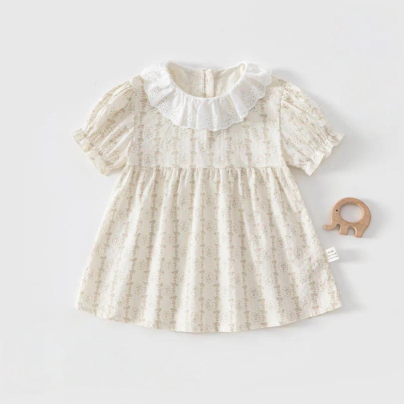 Baby Girl Cotton Puff Dress – Lightweight Seamless Princess Outfit