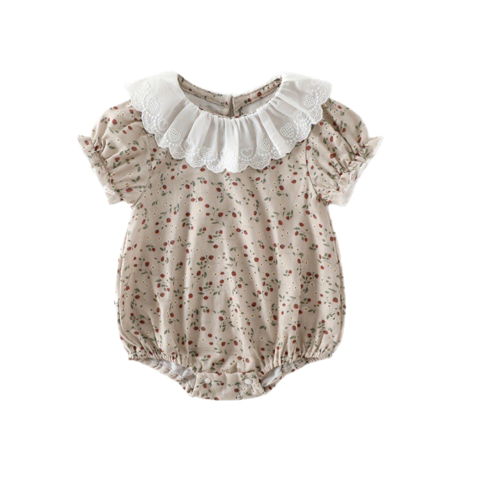 Newborn Floral Gauze Bodysuit – Short Sleeve Summer Cotton One-Piece
