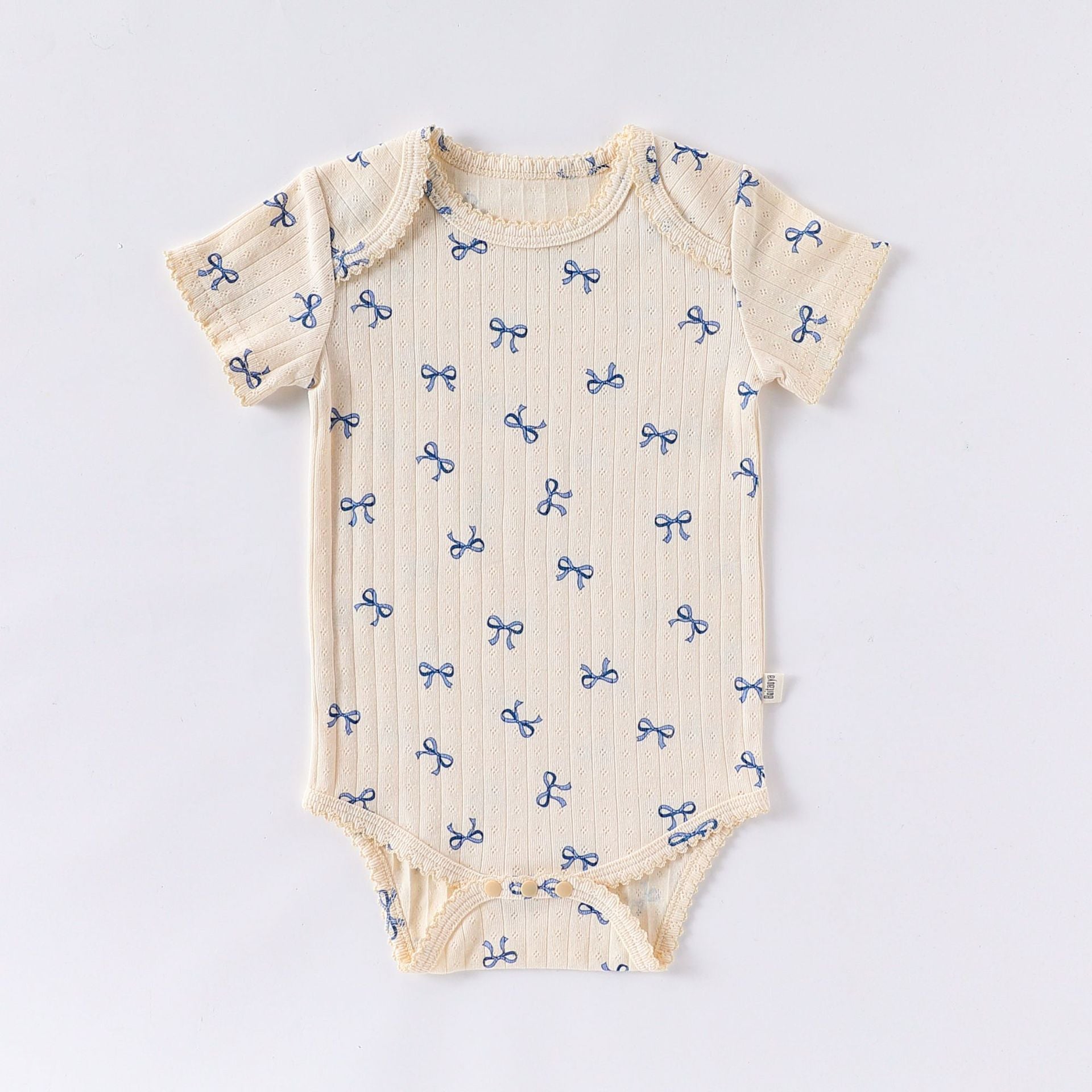 Newborn Baby Cotton Bodysuit – Envelope Neck Short Sleeve Summer Romper