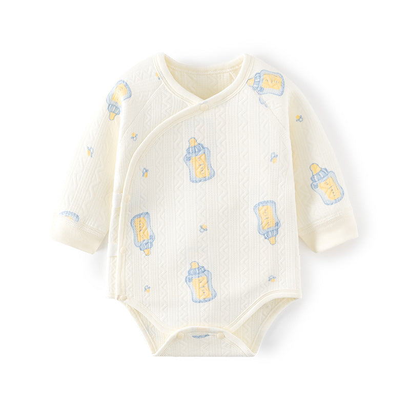 Newborn Long Sleeve Cotton Bodysuit – Lightweight Printed Spring Fall Baby Outfit
