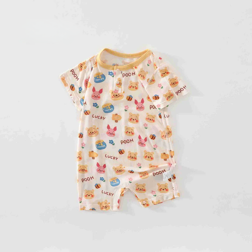 Baby Short Sleeve Printed Romper – Soft Lightweight Summer Bodysuit