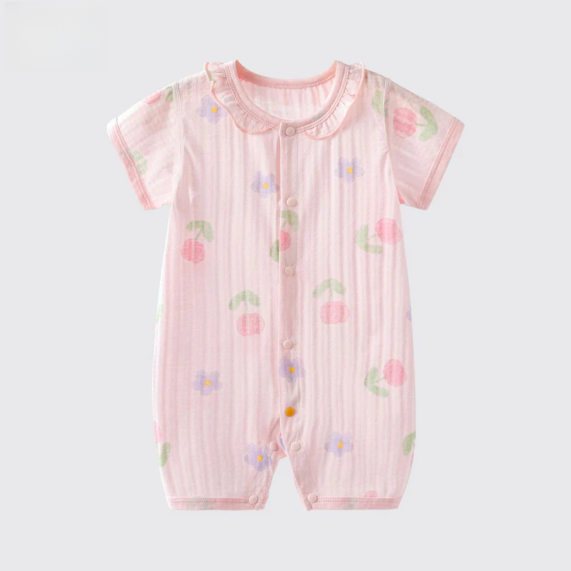 Newborn Baby Short Sleeve Cotton Romper – Lightweight Summer Bodysuit
