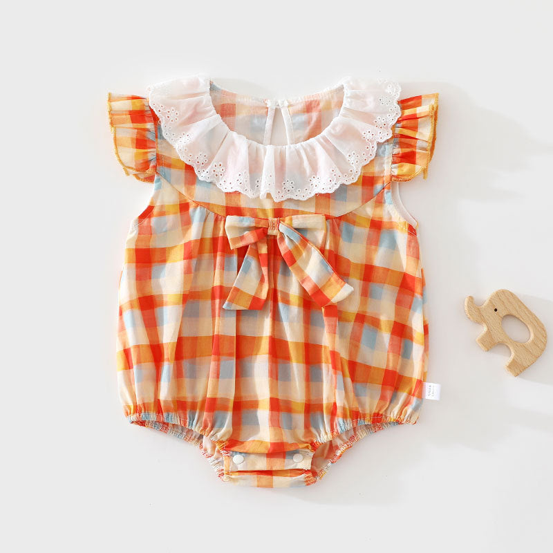 Baby Girl Cotton Tank Bodysuit – Sleeveless Triangle Summer Romper