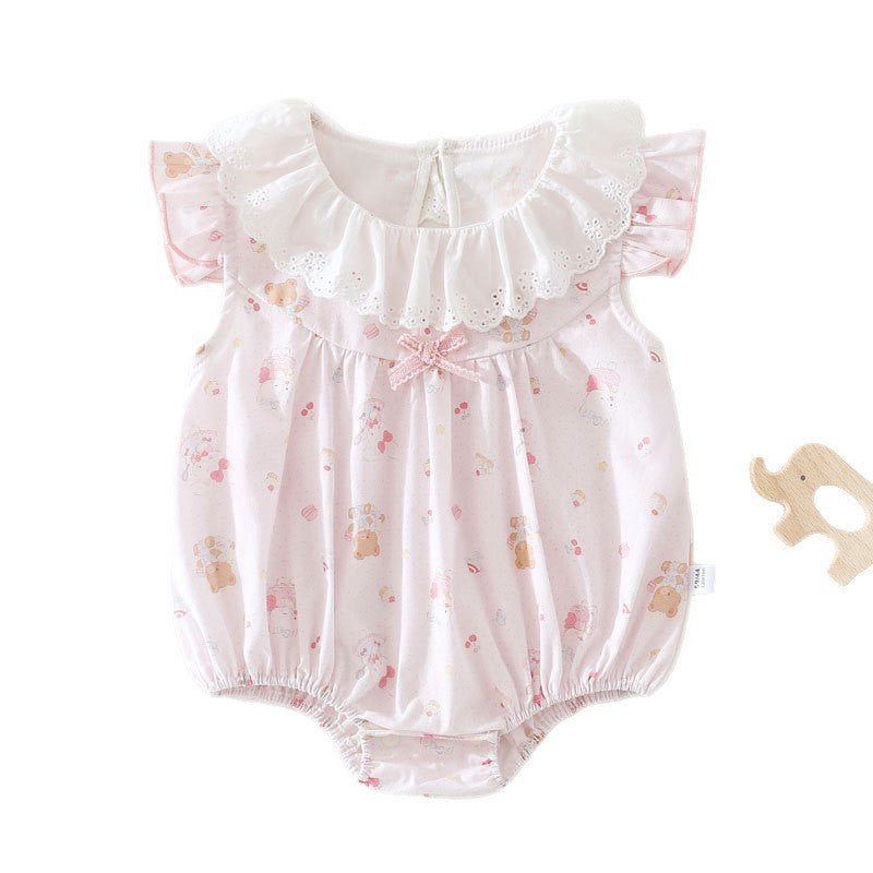 Baby Girl Cotton Tank Bodysuit – Sleeveless Triangle Summer Romper