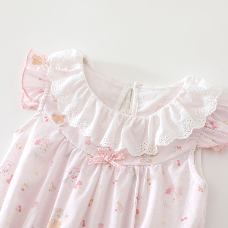 Baby Girl Cotton Tank Bodysuit – Sleeveless Triangle Summer Romper