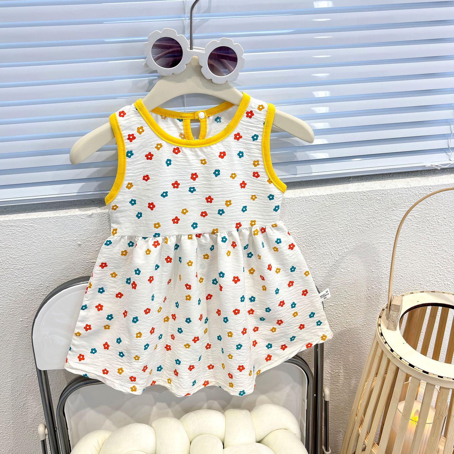 Baby Girl Floral Pinafore Dress – Korean Style Sleeveless Summer Outfit