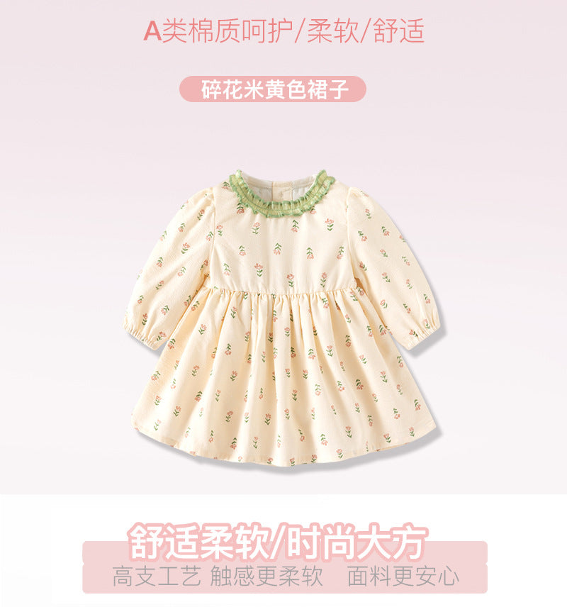 春秋女童连衣裙长袖甜美碎花婴幼儿衣服宝宝裙子小童洋气周岁礼服